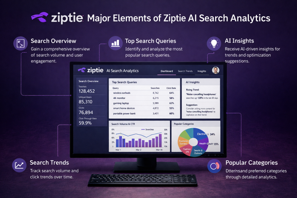 Major elements of Ziptie AI Search Analytics