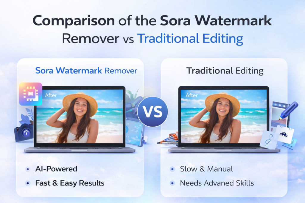 Sora Watermark Remover and Traditional Editing.