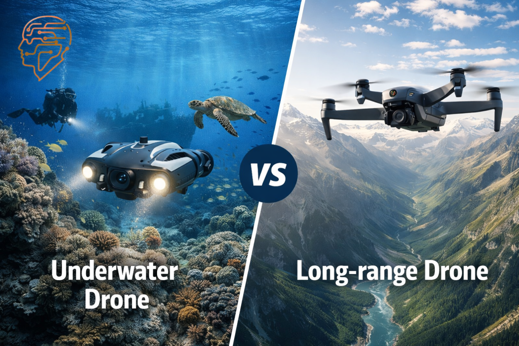Underwater Drone vs Long-range drone